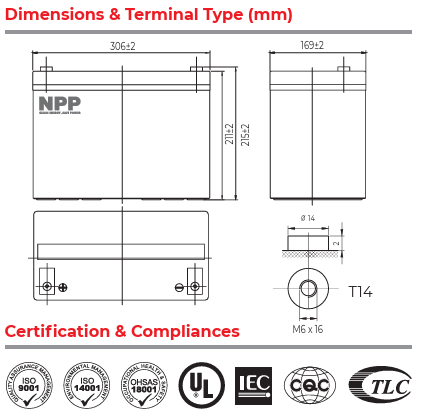 Ắc Quy NPP 12V 90Ah cho UPS